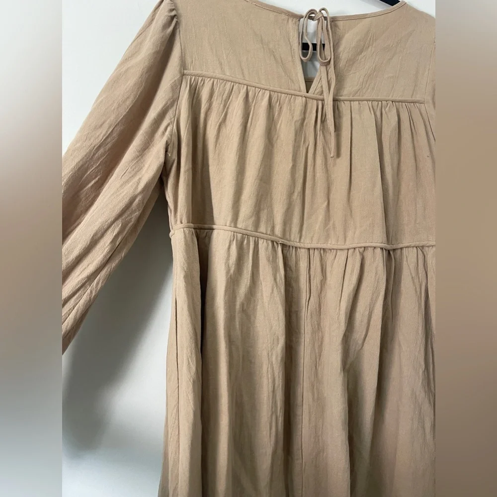 loverichie Womens Dress Size Large Tan Boho Peasant Mini - Picture 9 of 14